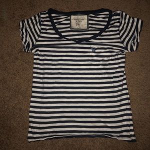 Abercrombie & Fitch navy and white striped t-shirt